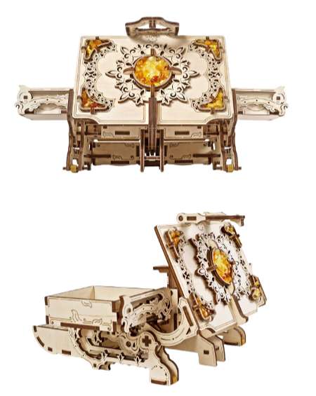 detalles del cofrecito con perlas de ambar de ugears