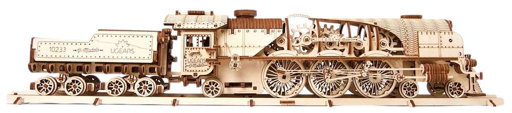 Kit de montaje del modelo mecánico de ugears locomotora v-express